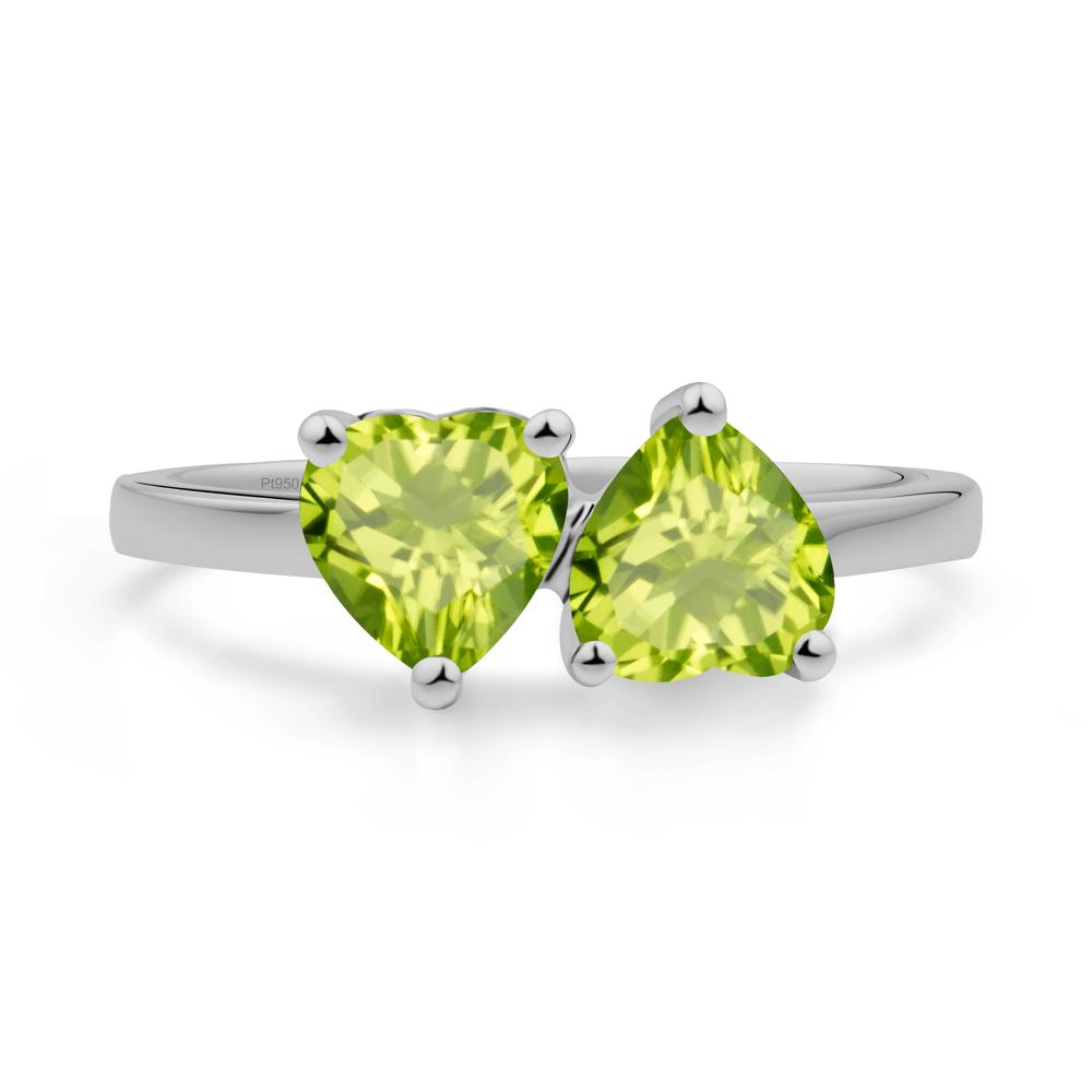 Heart Shape Peridot Toi Et Moi Ring - LUO Jewelry #metal_platinum