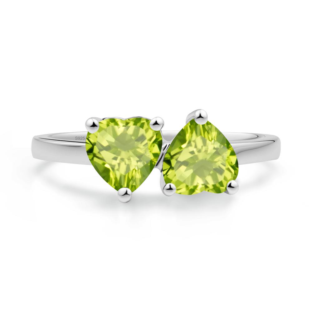 Heart Shape Peridot Toi Et Moi Ring - LUO Jewelry #metal_sterling silver