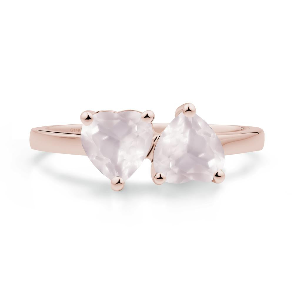 Heart Shape Rose Quartz Toi Et Moi Ring - LUO Jewelry #metal_14k rose gold