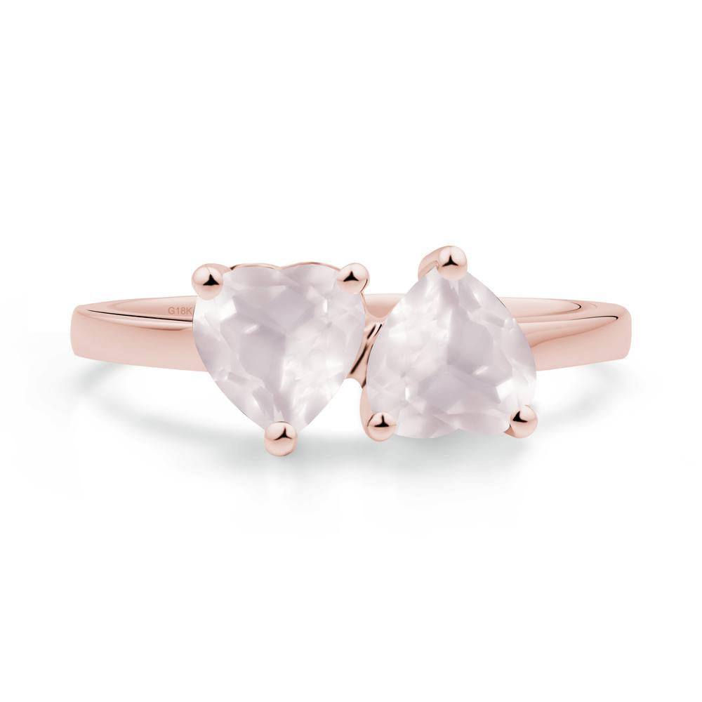 Heart Shape Rose Quartz Toi Et Moi Ring - LUO Jewelry #metal_18k rose gold