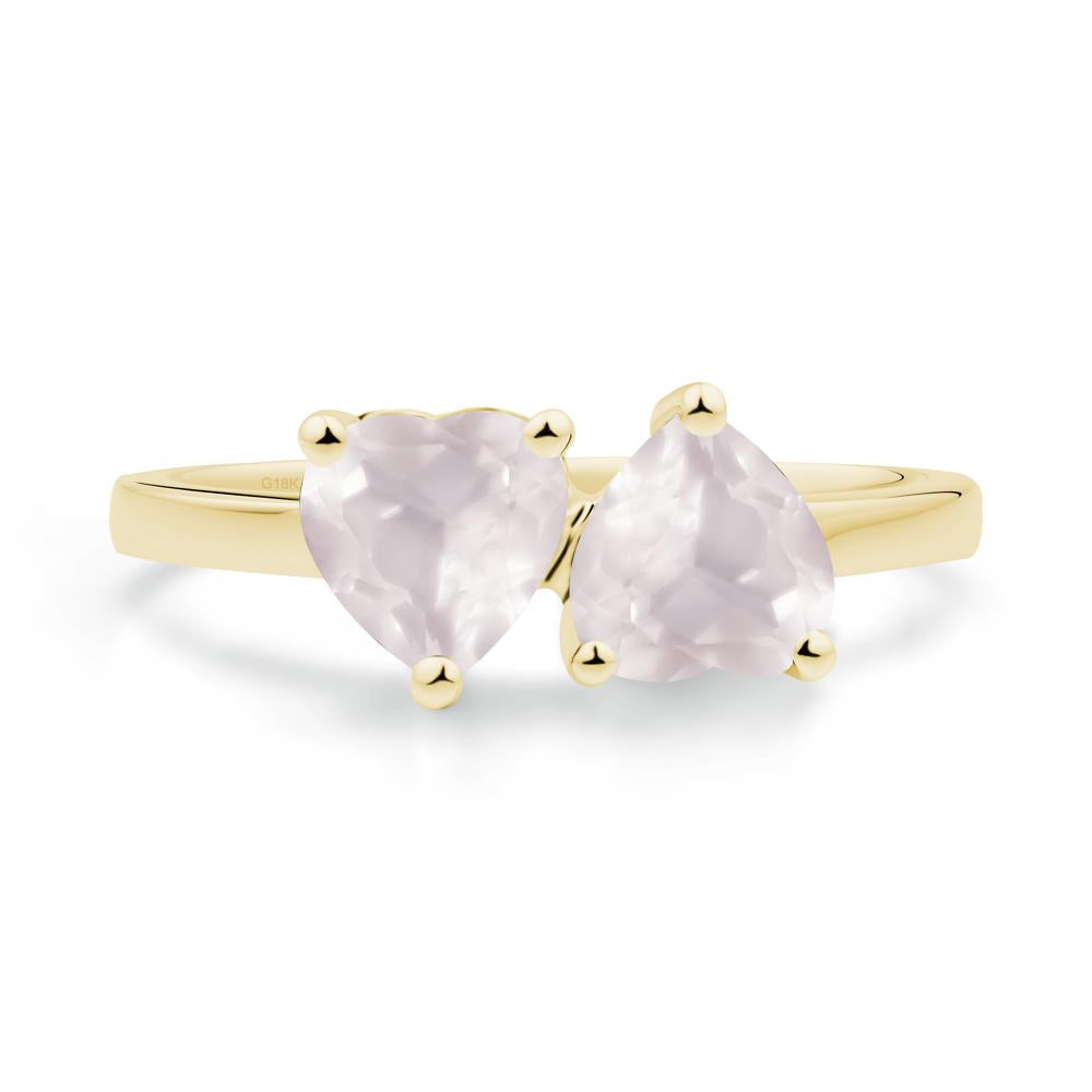 Heart Shape Rose Quartz Toi Et Moi Ring - LUO Jewelry #metal_18k yellow gold