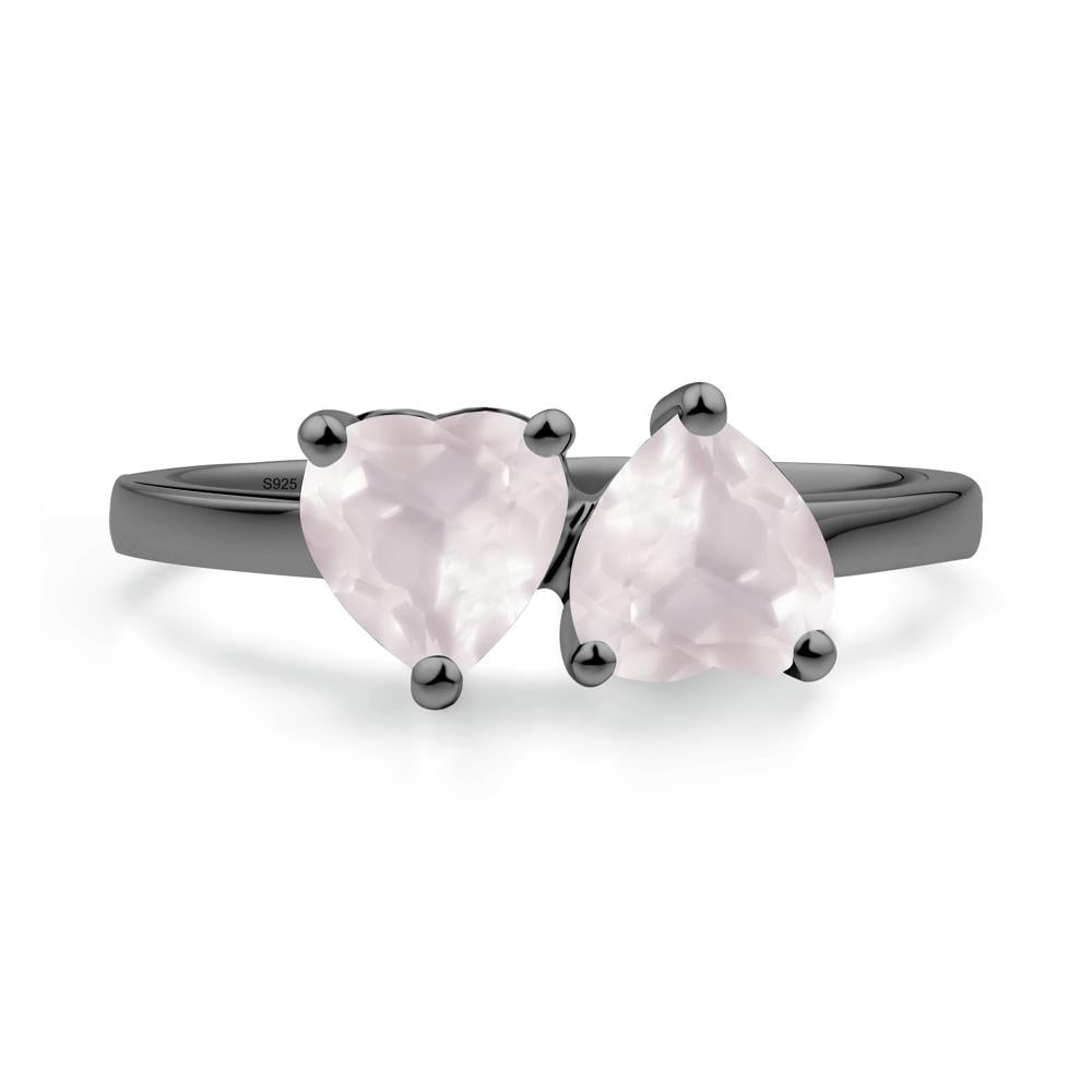 Heart Shape Rose Quartz Toi Et Moi Ring - LUO Jewelry #metal_black finish sterling silver
