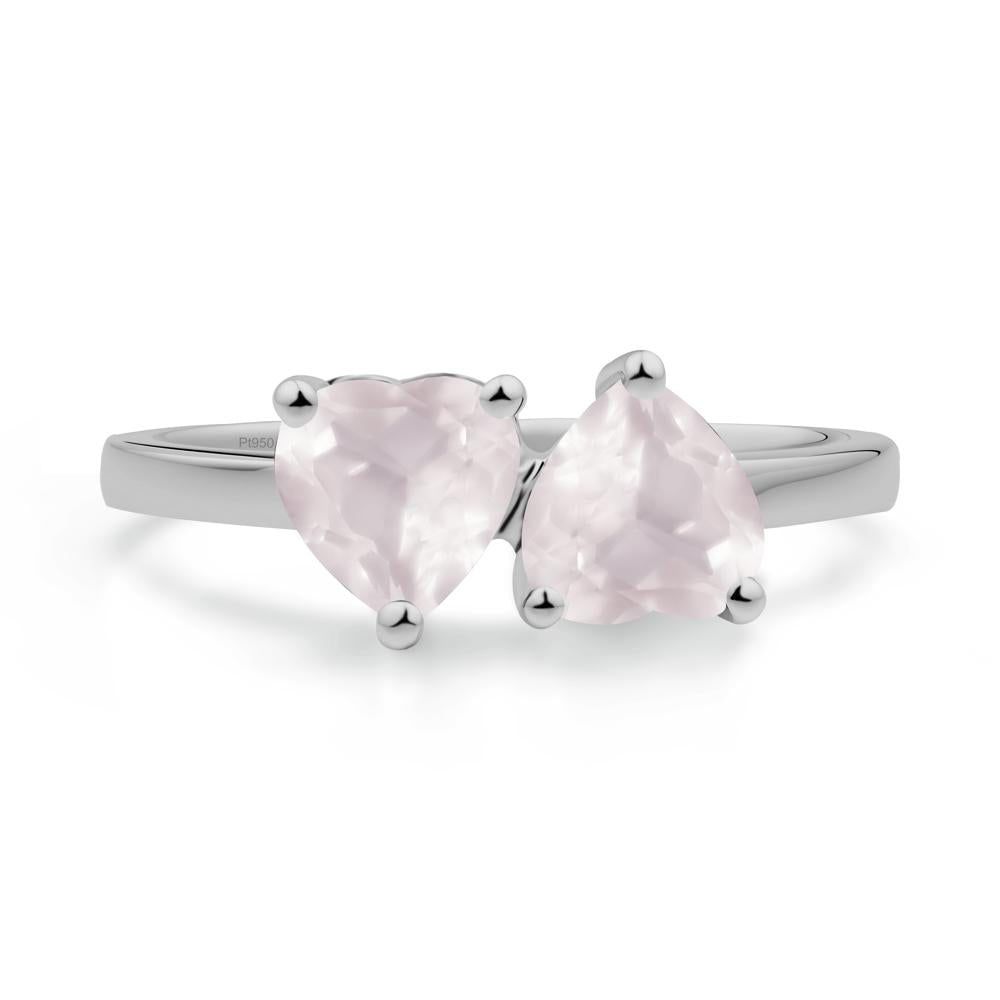 Heart Shape Rose Quartz Toi Et Moi Ring - LUO Jewelry #metal_platinum