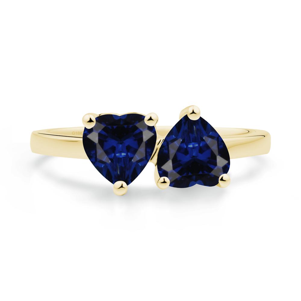 Heart Sapphire Two Stone Ring - LUO Jewelry #metal_18k yellow gold
