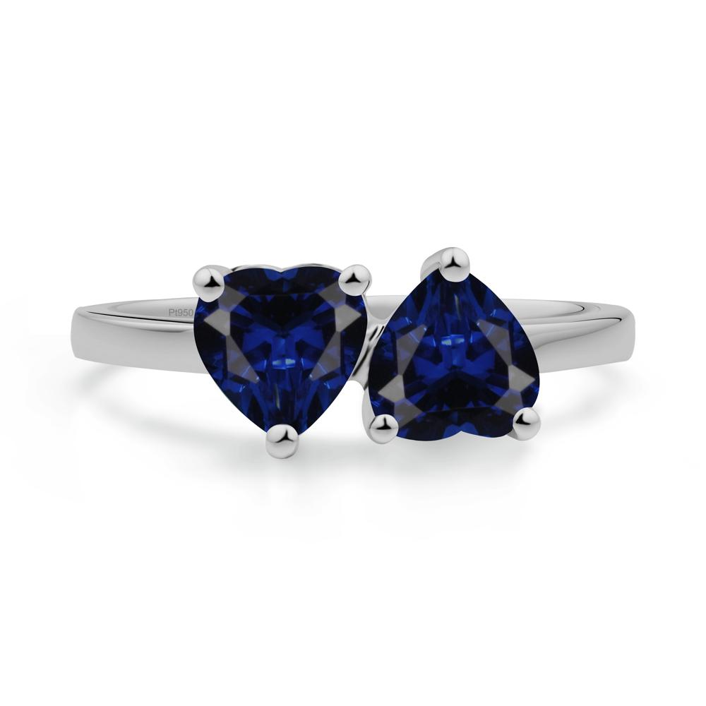 Heart Sapphire Two Stone Ring - LUO Jewelry #metal_platinum