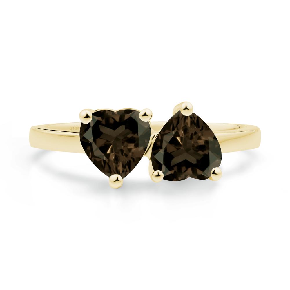 Heart Smoky Quartz Two Stone Ring - LUO Jewelry #metal_18k yellow gold