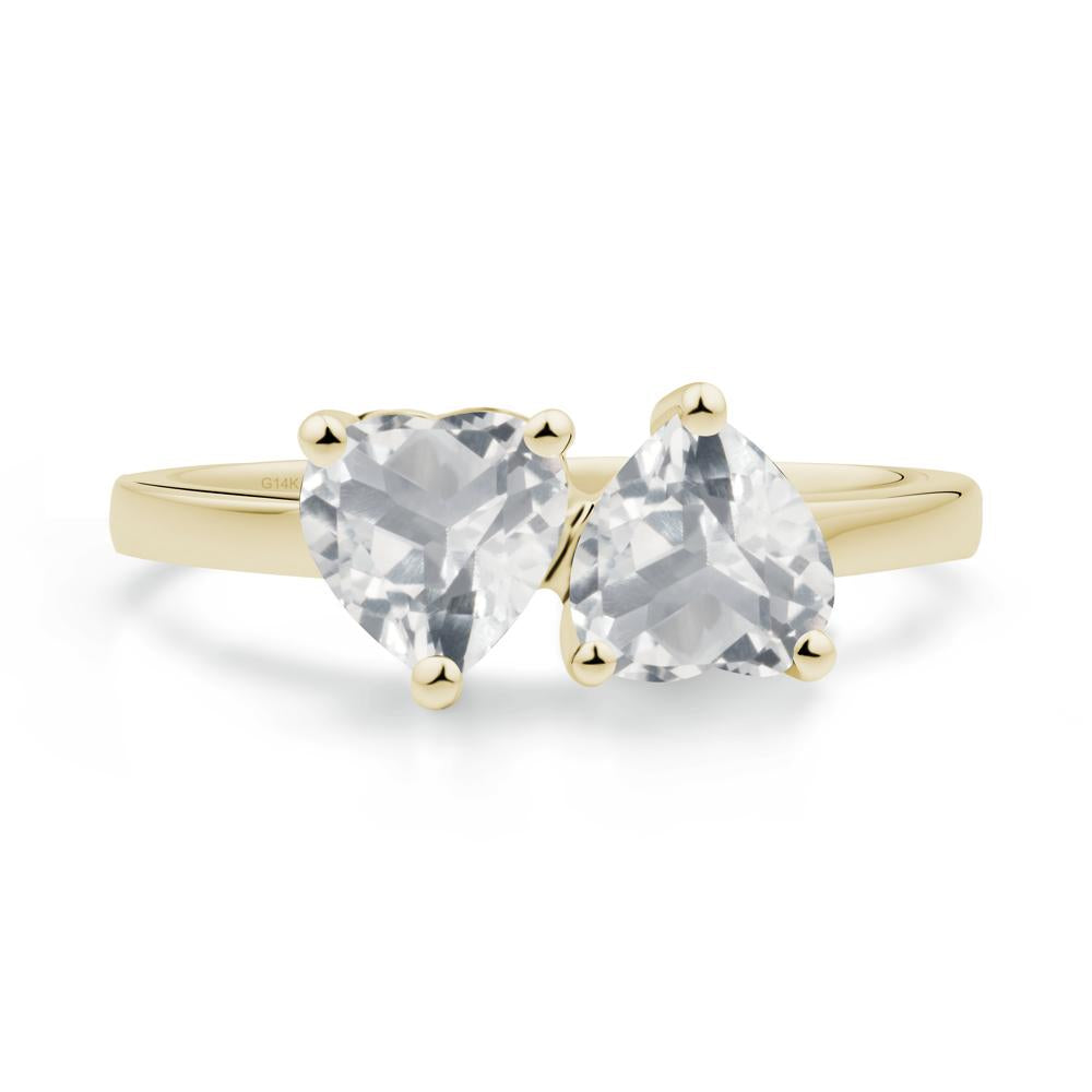Heart White Topaz Two Stone Ring - LUO Jewelry #metal_14k yellow gold