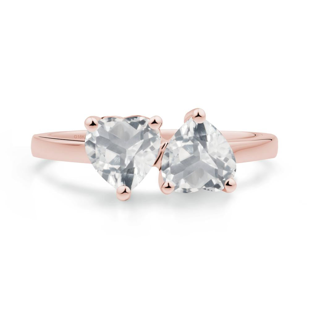 Heart White Topaz Two Stone Ring - LUO Jewelry #metal_18k rose gold