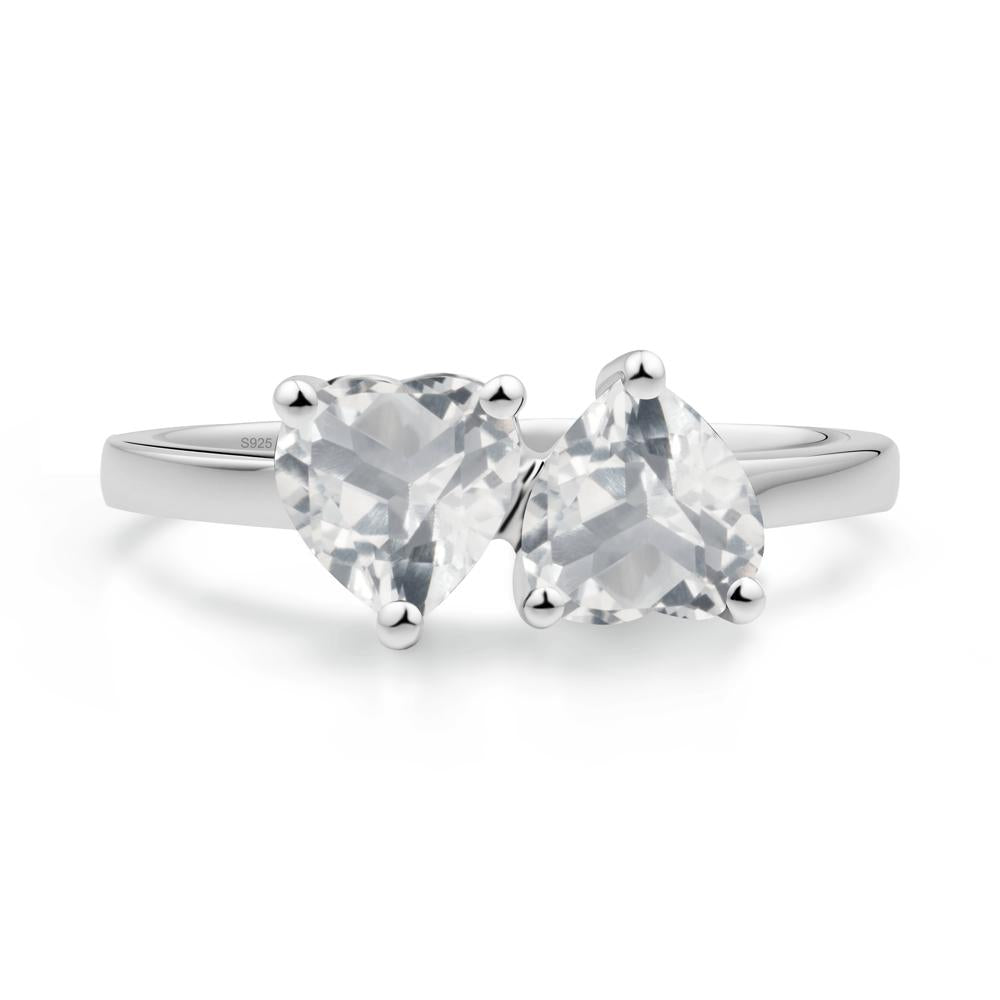Heart White Topaz Two Stone Ring - LUO Jewelry #metal_sterling silver