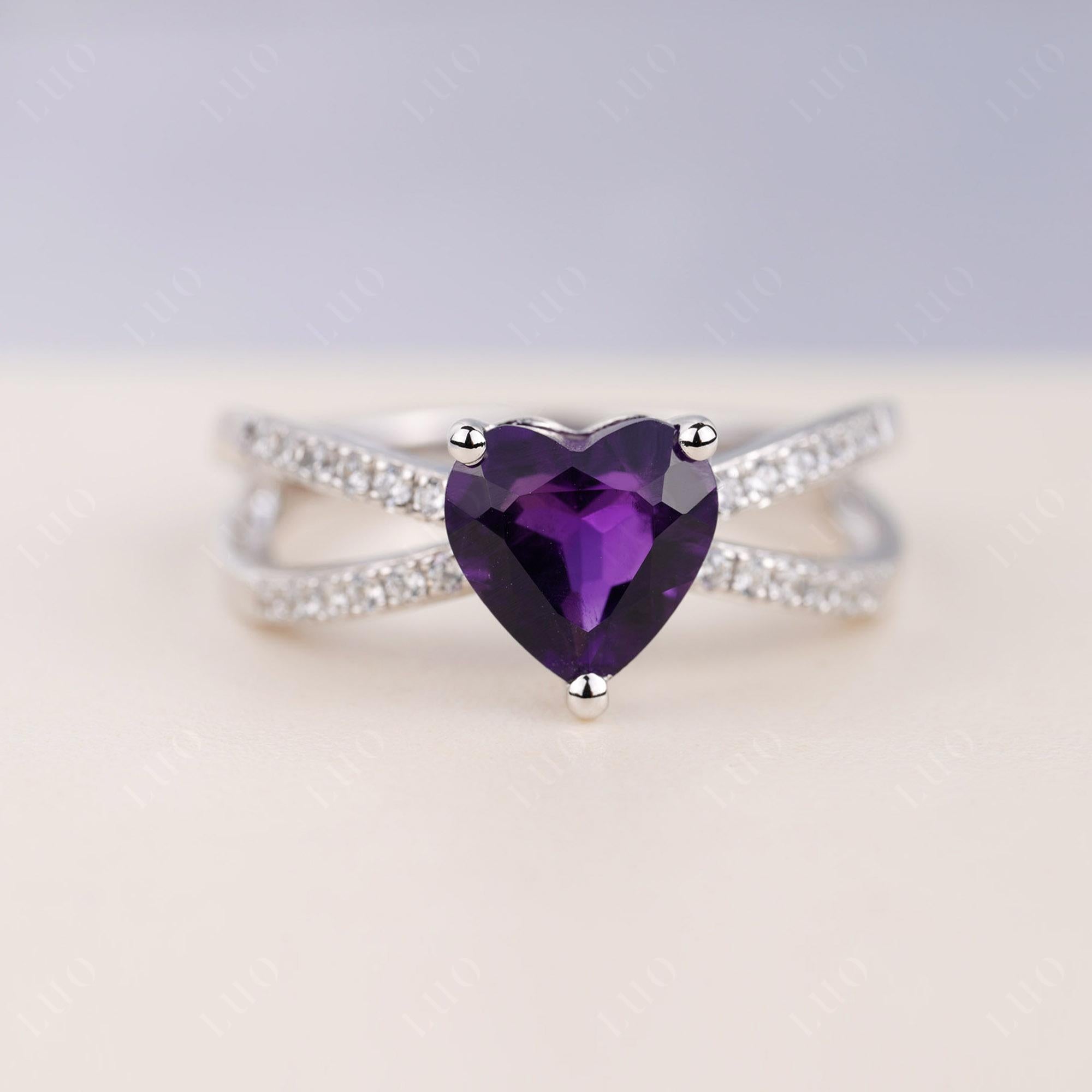 Amethyst Split Band Ring - LUO Jewelry 