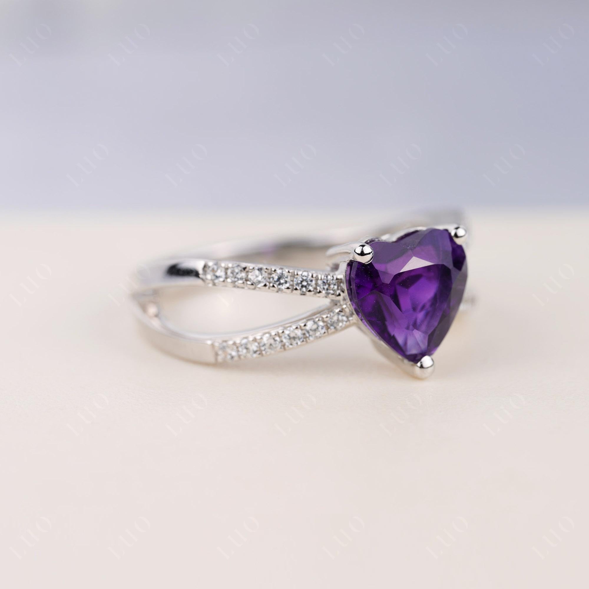 Amethyst Split Band Ring - LUO Jewelry 