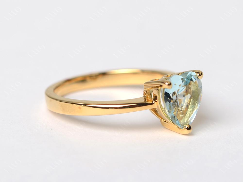 Aquamarine Heart Shaped Solitaire Ring - LUO Jewelry 