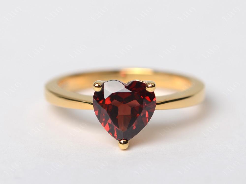 Heart Shaped Garnet Solitaire Ring - LUO Jewelry 