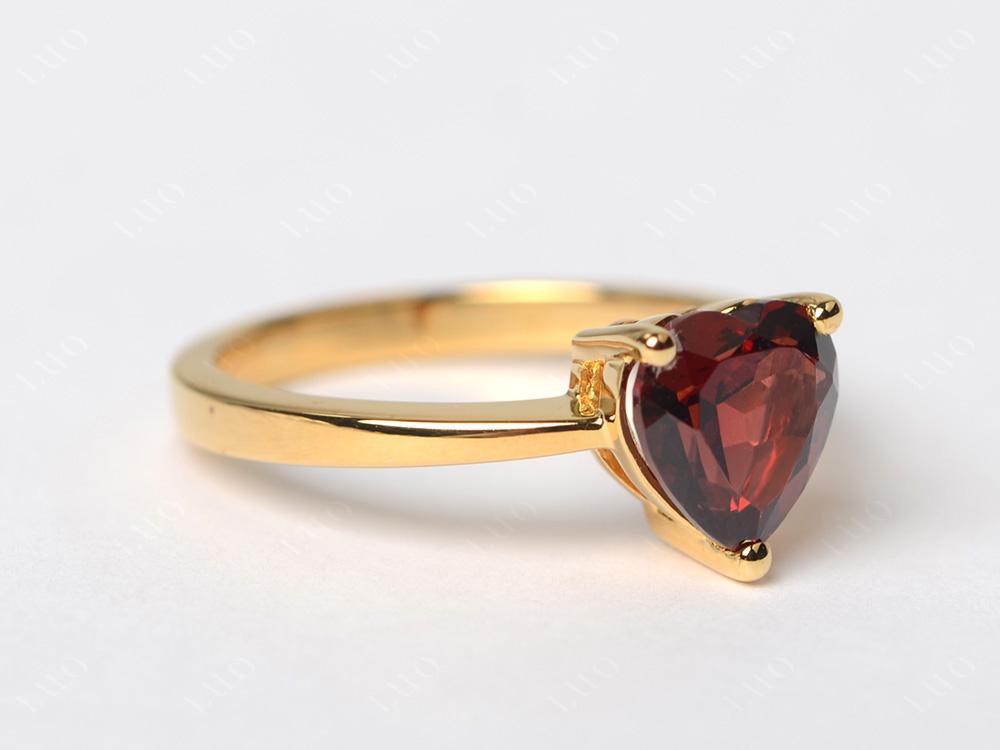 Heart Shaped Garnet Solitaire Ring - LUO Jewelry 