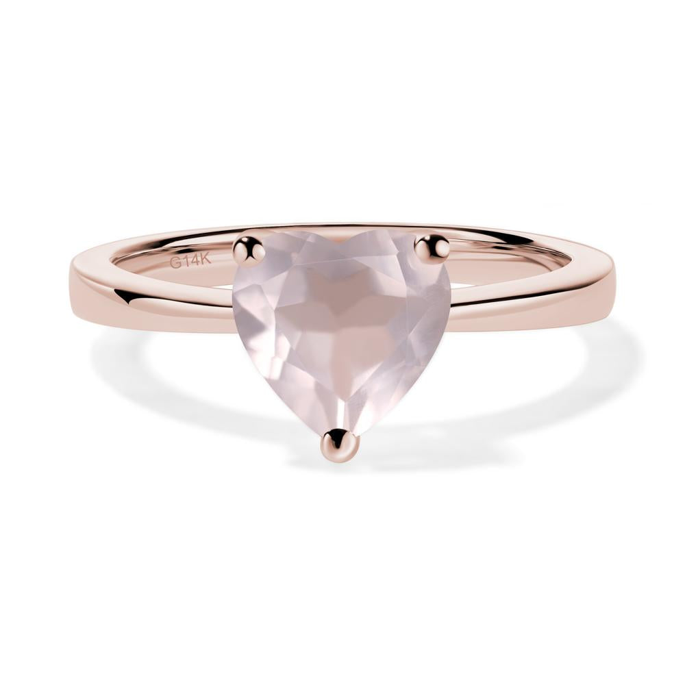 Rose Quartz Heart Shaped Solitaire Ring - LUO Jewelry #metal_14k rose gold