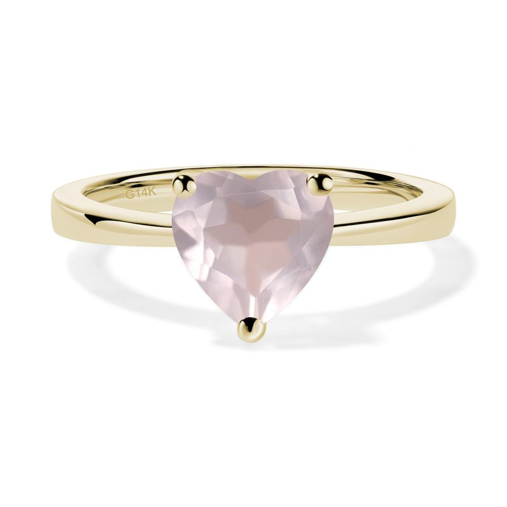 Rose Quartz Heart Shaped Solitaire Ring - LUO Jewelry #metal_14k yellow gold