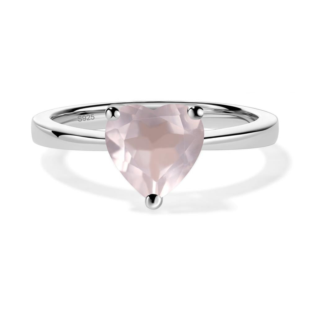 Rose Quartz Heart Shaped Solitaire Ring - LUO Jewelry #metal_sterling silver