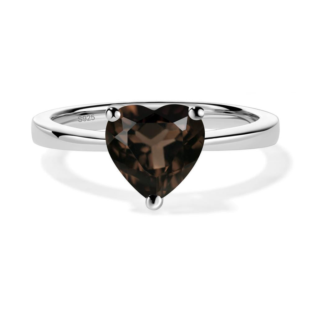 Smoky Quartz Heart Shaped Solitaire Ring - LUO Jewelry #metal_sterling silver