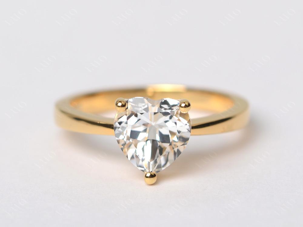Heart Shaped White Topaz Solitaire Ring - LUO Jewelry 