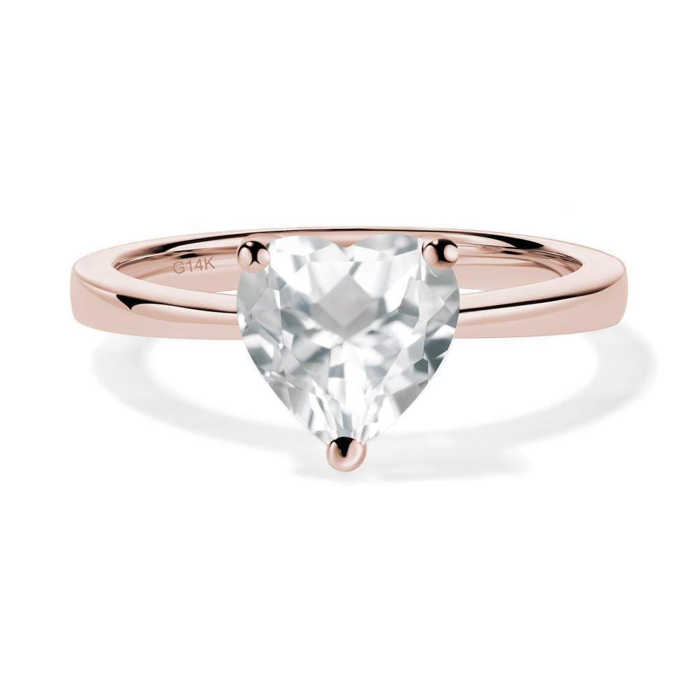 Heart Shaped White Topaz Solitaire Ring - LUO Jewelry #metal_14k rose gold