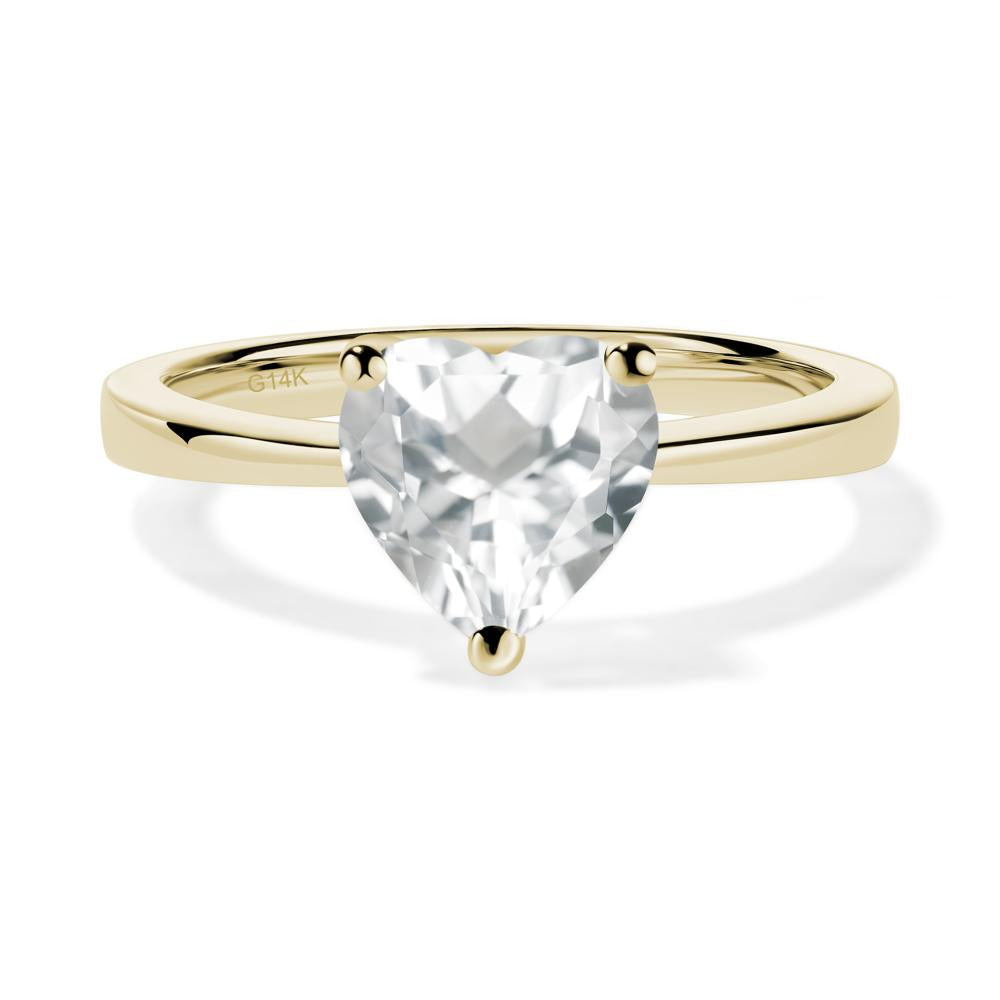 Heart Shaped White Topaz Solitaire Ring - LUO Jewelry #metal_14k yellow gold
