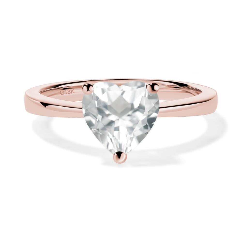 Heart Shaped White Topaz Solitaire Ring - LUO Jewelry #metal_18k rose gold