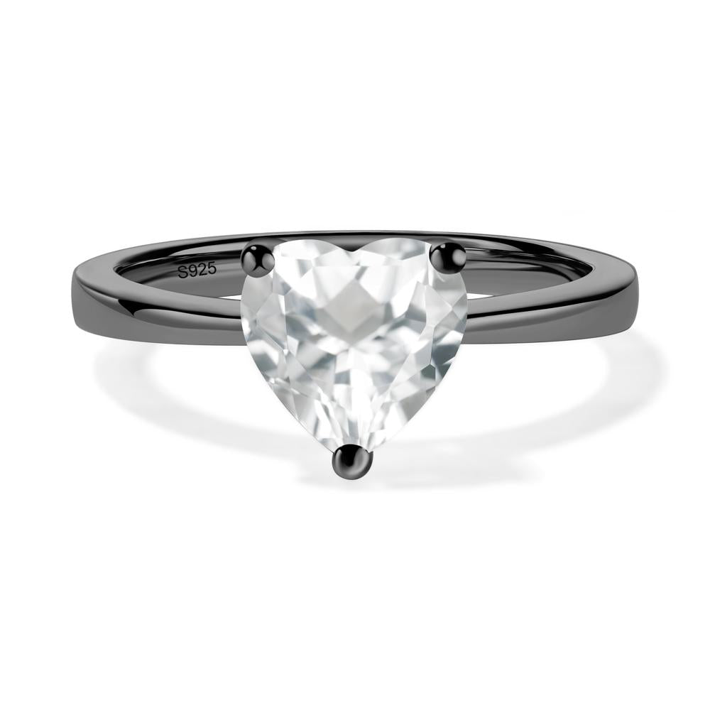 Heart Shaped White Topaz Solitaire Ring - LUO Jewelry #metal_black finish sterling silver