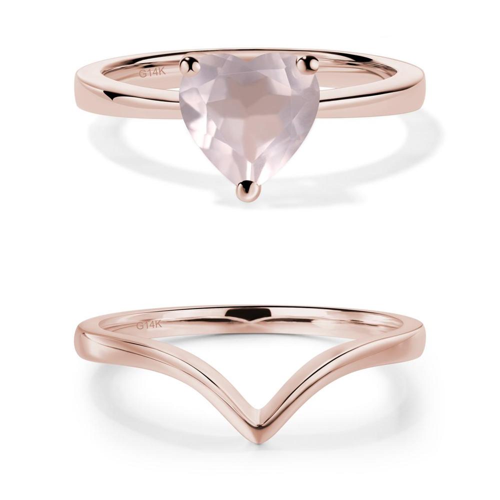 Rose Quartz Heart Shaped Solitaire Ring - LUO Jewelry #metal_xxxxx