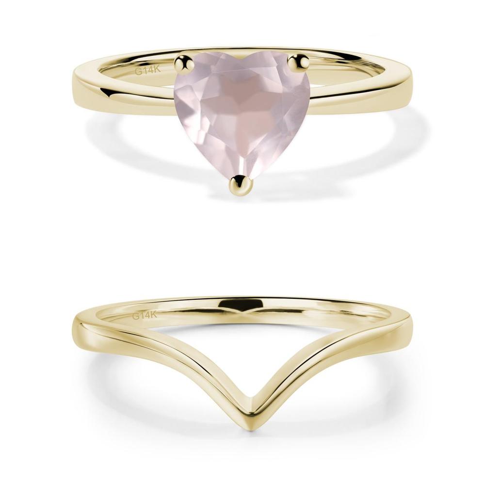 Rose Quartz Heart Shaped Solitaire Ring - LUO Jewelry #metal_xxxxx