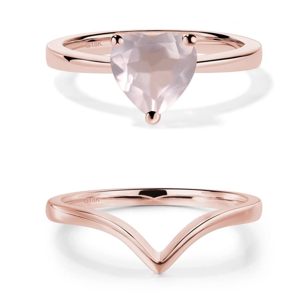 Rose Quartz Heart Shaped Solitaire Ring - LUO Jewelry #metal_xxxxx