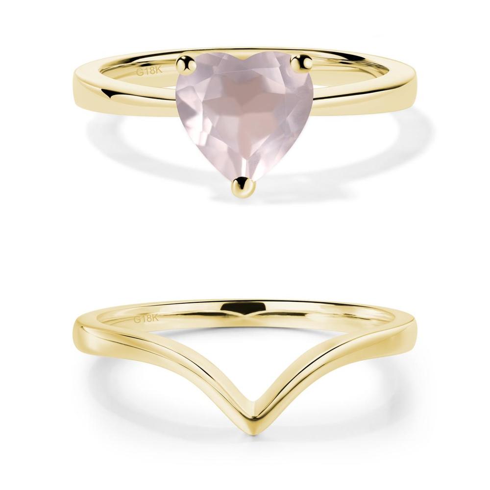 Rose Quartz Heart Shaped Solitaire Ring - LUO Jewelry #metal_xxxxx