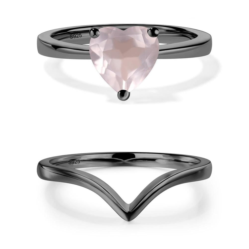 Rose Quartz Heart Shaped Solitaire Ring - LUO Jewelry #metal_xxxxx