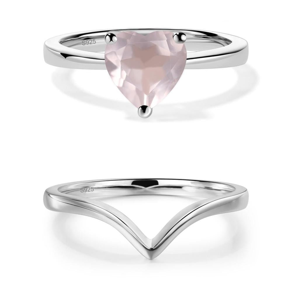Rose Quartz Heart Shaped Solitaire Ring - LUO Jewelry #metal_xxxxx