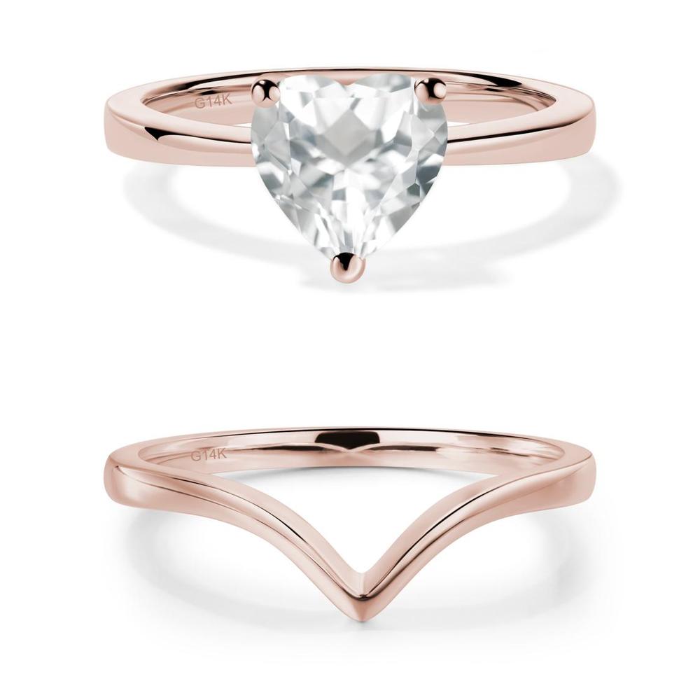 Heart Shaped White Topaz Solitaire Ring - LUO Jewelry #metal_xxxxx