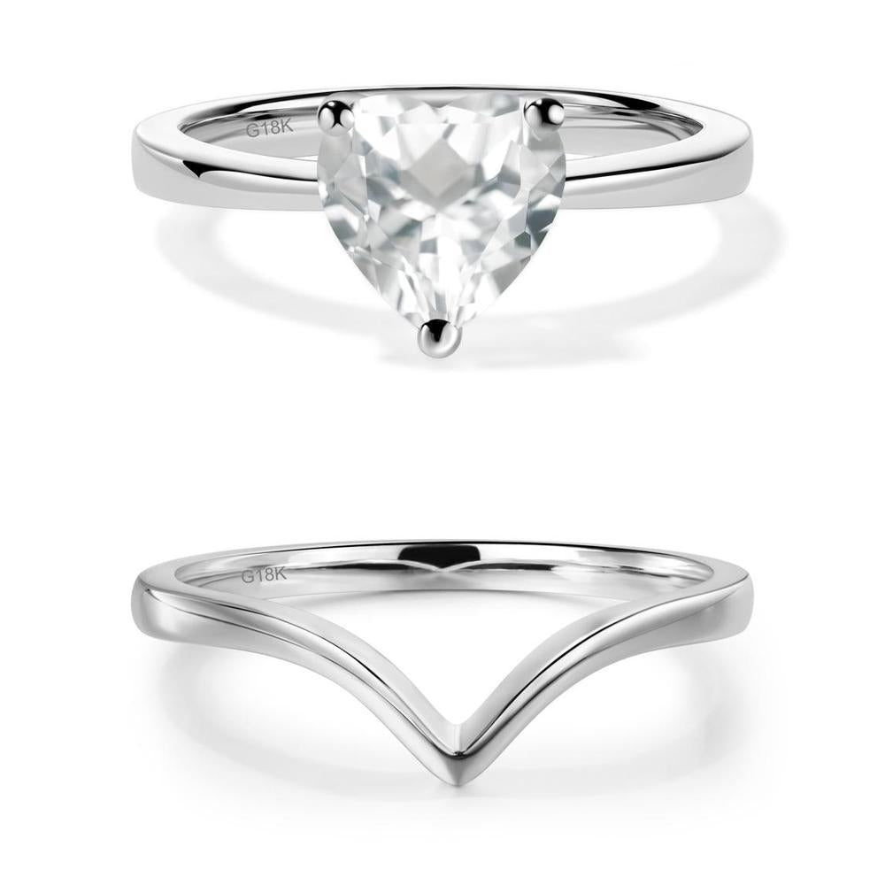 Heart Shaped White Topaz Solitaire Ring - LUO Jewelry #metal_xxxxx
