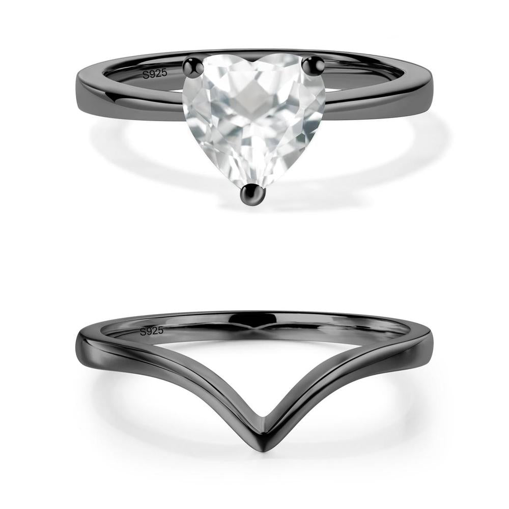 Heart Shaped White Topaz Solitaire Ring - LUO Jewelry #metal_xxxxx