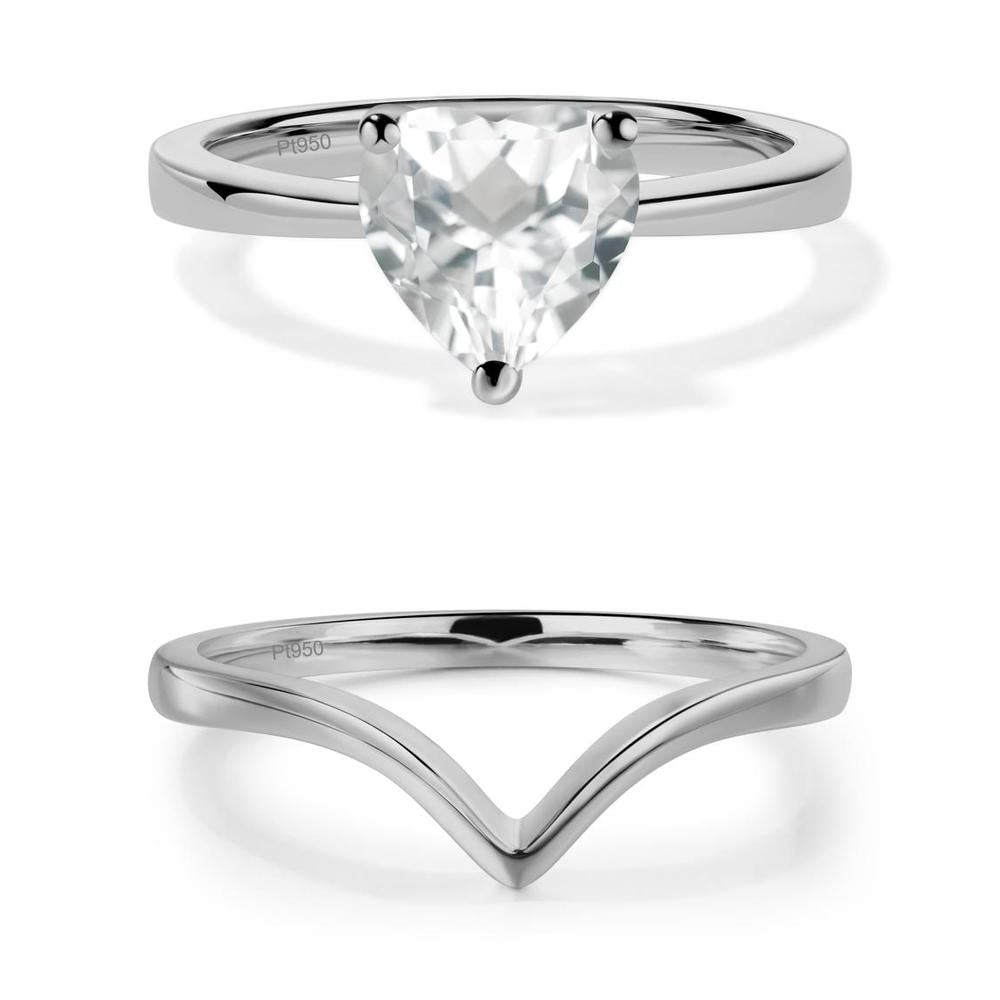 Heart Shaped White Topaz Solitaire Ring - LUO Jewelry #metal_xxxxx