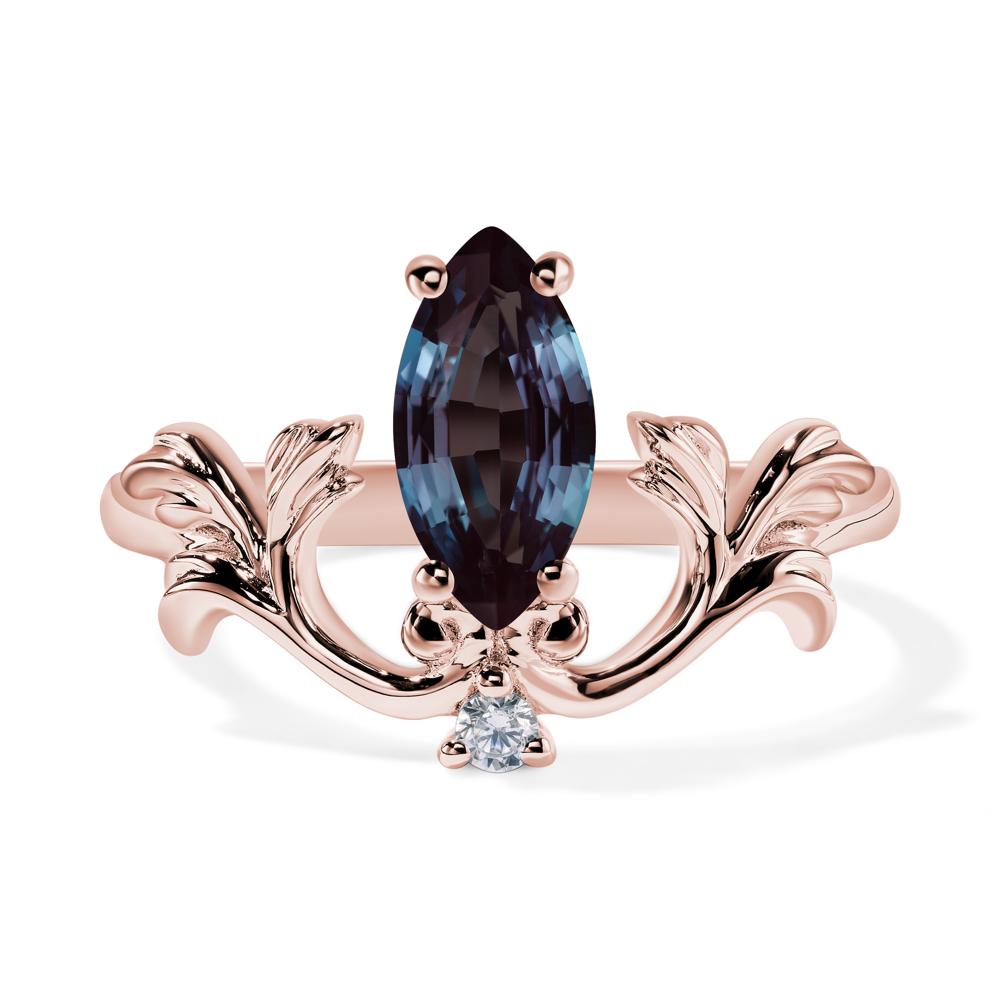 Baroque Marquise Cut Lab Created Alexandrite Ring - LUO Jewelry #metal_18k rose gold