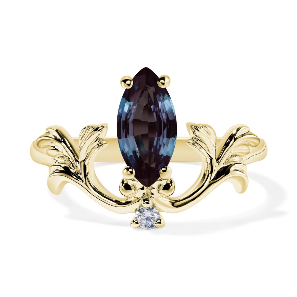 Baroque Marquise Cut Lab Created Alexandrite Ring - LUO Jewelry #metal_18k yellow gold