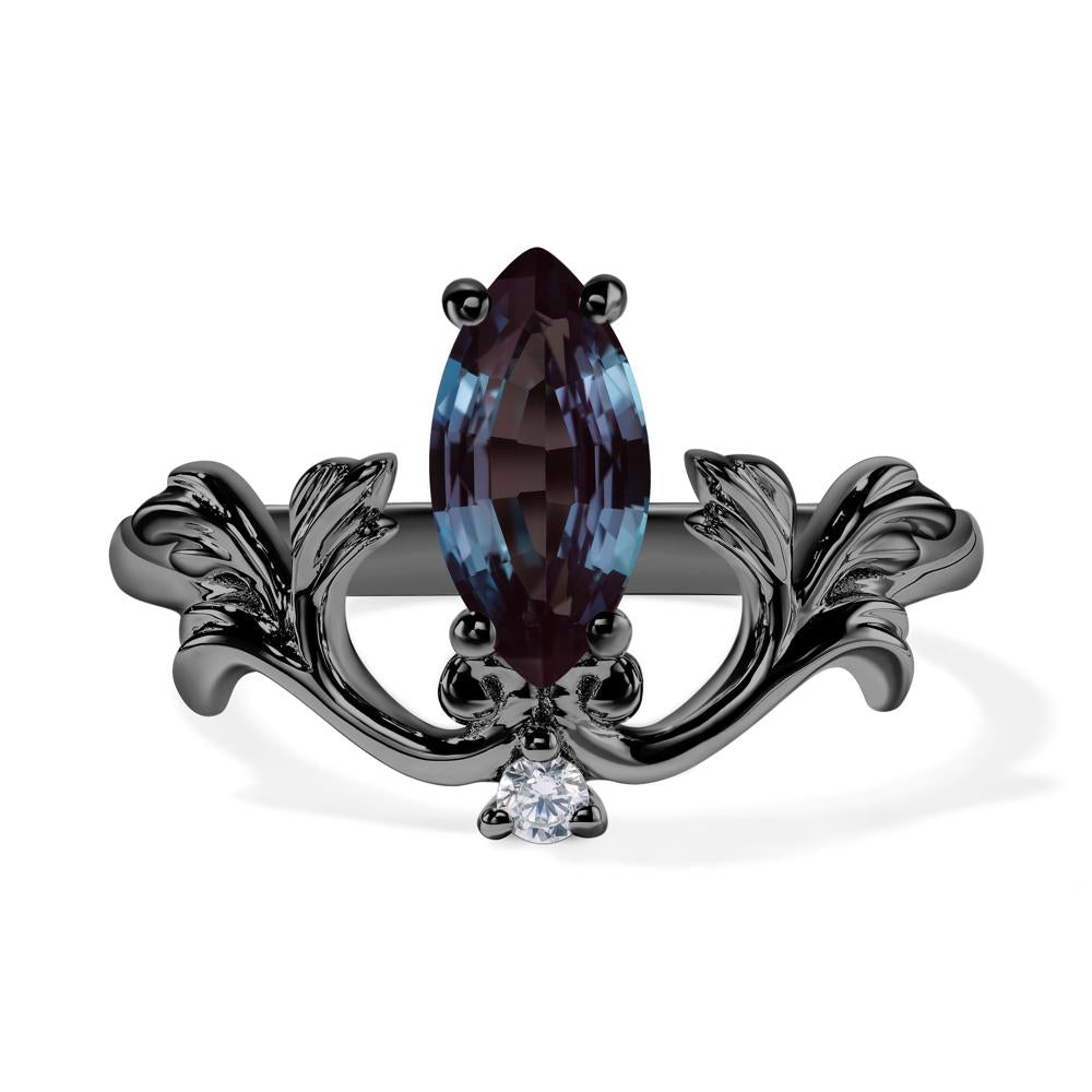 Baroque Marquise Cut Lab Created Alexandrite Ring - LUO Jewelry #metal_black finish sterling silver