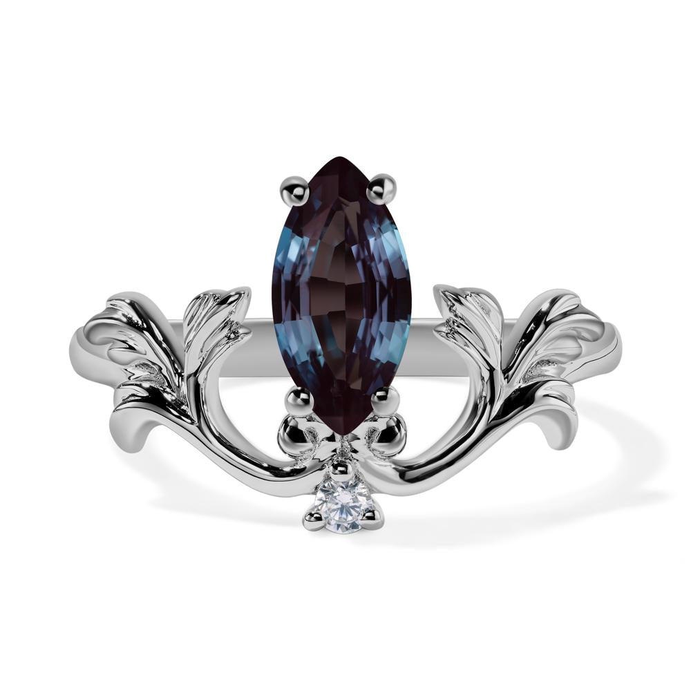 Baroque Marquise Cut Lab Created Alexandrite Ring - LUO Jewelry #metal_platinum
