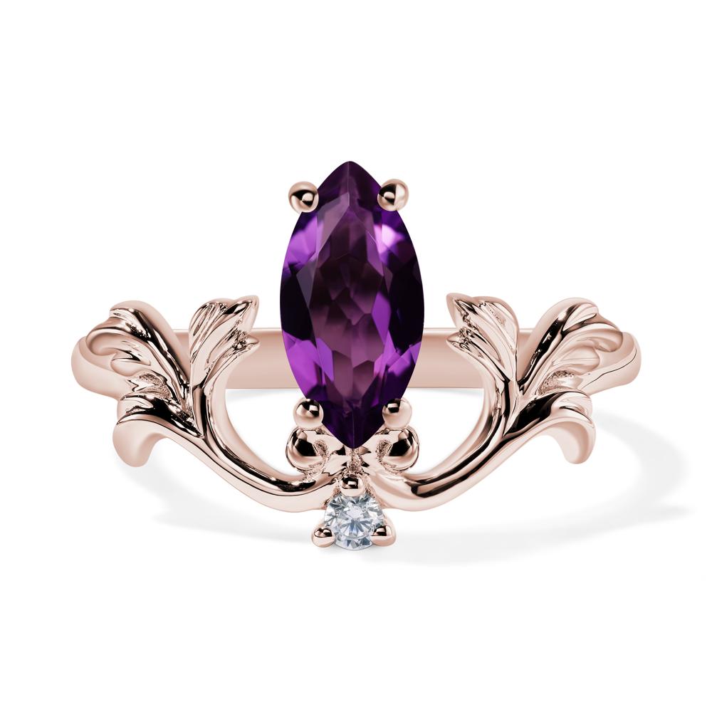 Baroque Marquise Cut Amethyst Ring - LUO Jewelry #metal_14k rose gold
