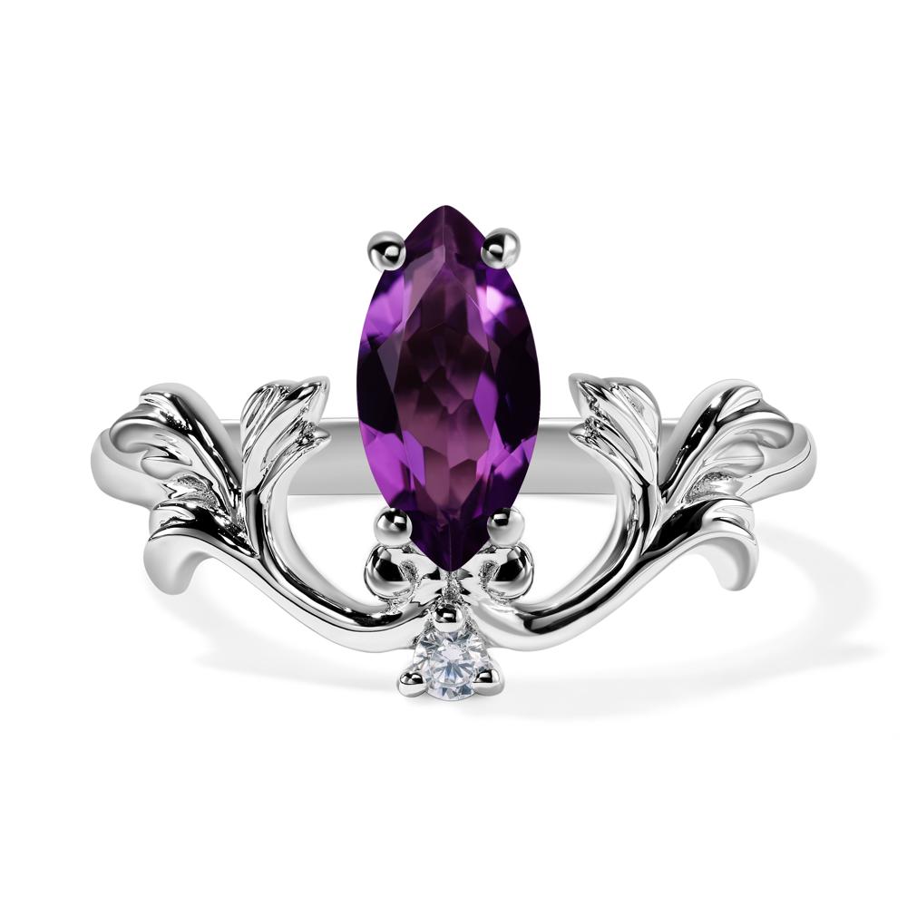 Baroque Marquise Cut Amethyst Ring - LUO Jewelry #metal_14k white gold