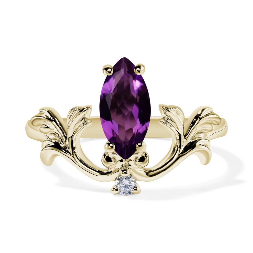 Baroque Marquise Cut Amethyst Ring - LUO Jewelry #metal_14k yellow gold