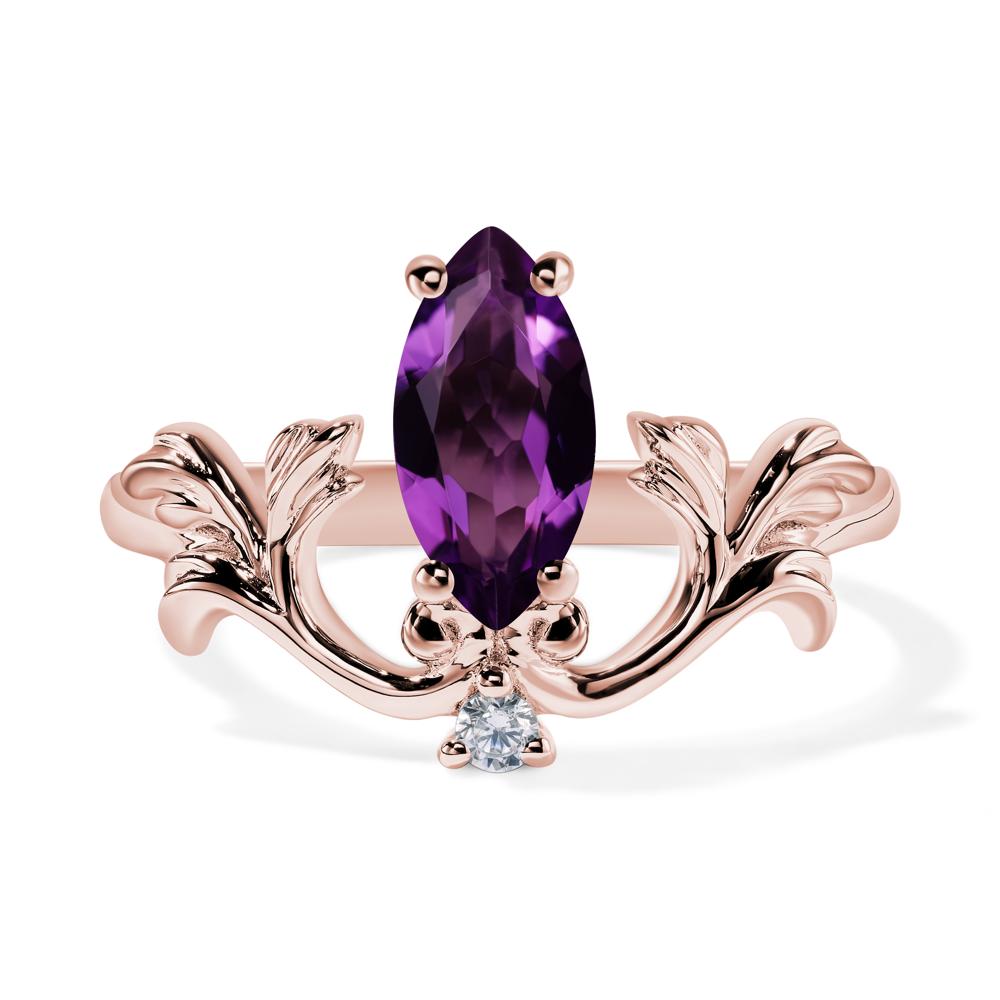 Baroque Marquise Cut Amethyst Ring - LUO Jewelry #metal_18k rose gold