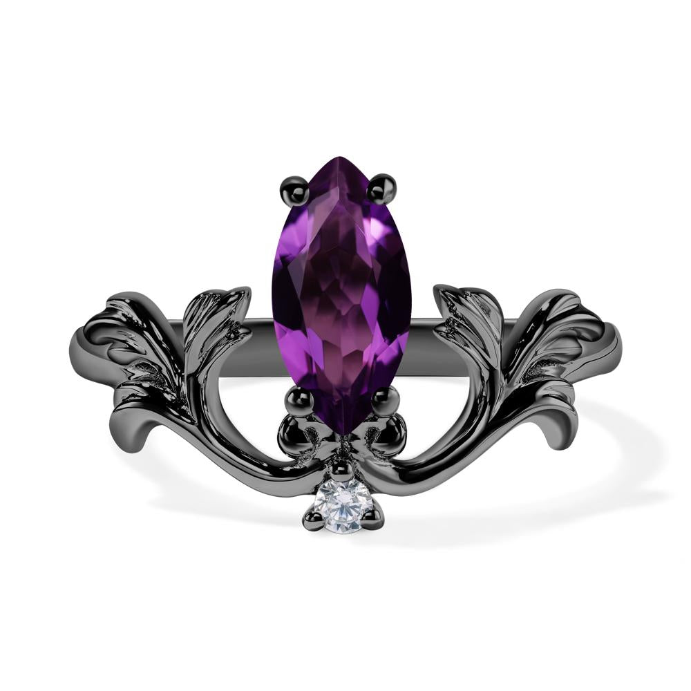 Baroque Marquise Cut Amethyst Ring - LUO Jewelry #metal_black finish sterling silver