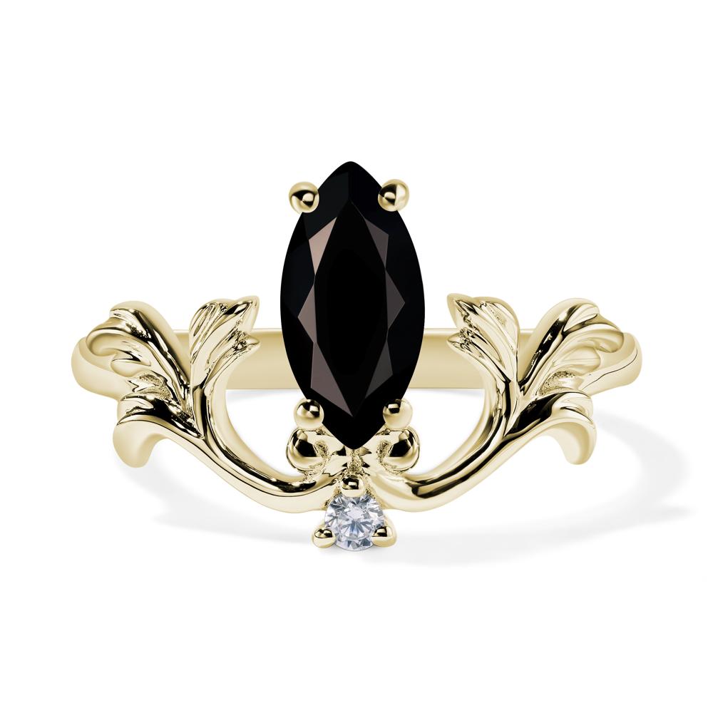 Baroque Marquise Cut Black Stone Ring - LUO Jewelry #metal_14k yellow gold
