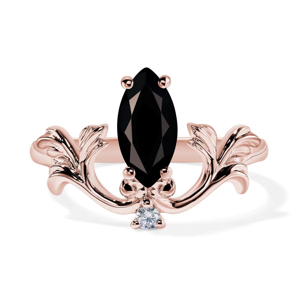 Baroque Marquise Cut Black Stone Ring - LUO Jewelry #metal_18k rose gold