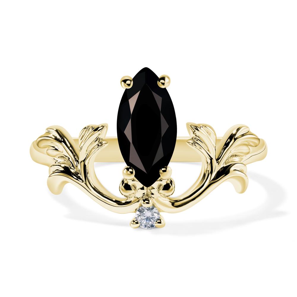 Baroque Marquise Cut Black Stone Ring - LUO Jewelry #metal_18k yellow gold