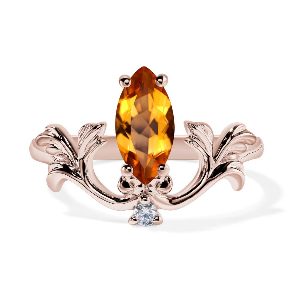 Baroque Marquise Cut Citrine Ring - LUO Jewelry #metal_14k rose gold